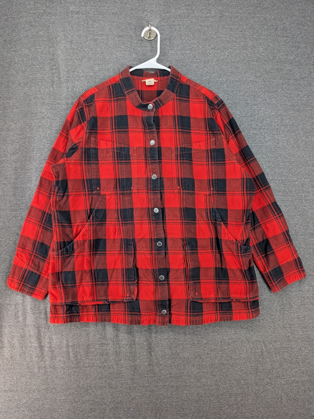 Duluth Trading Co Red and Black Plaid Lightweight Shirt Jacket